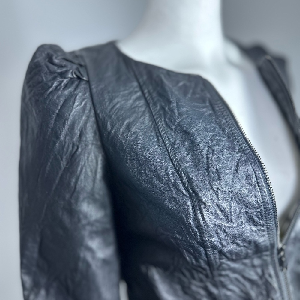 🅽🅴🆆 Rachel Roy 100% leather jacket, 100% silk lined jacket, graffiti print XS - Picture 4 of 17